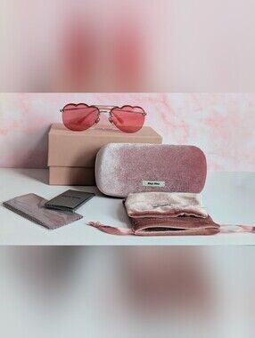 NWT Miu Miu Pink Cloud Irregular Sunglasses 58mm MSRP $418